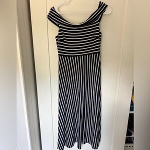 Banana Republic Black and White Striped Maxi Dress